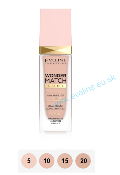 EVELINE Wonder Match LUMI - Rozjasňujúci make-up glow efekt s SPF 20