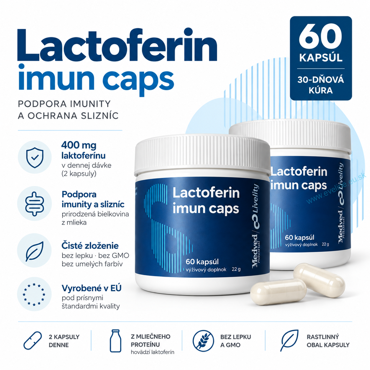 2x Lactoferin imun caps 60 kapsúl (120 kapsúl spolu)