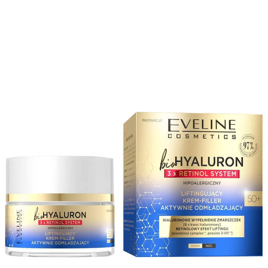 EVELINE bio HYALURON 3X RETINOL System 50+ aktívne omladzujúci liftingový krém - výplň