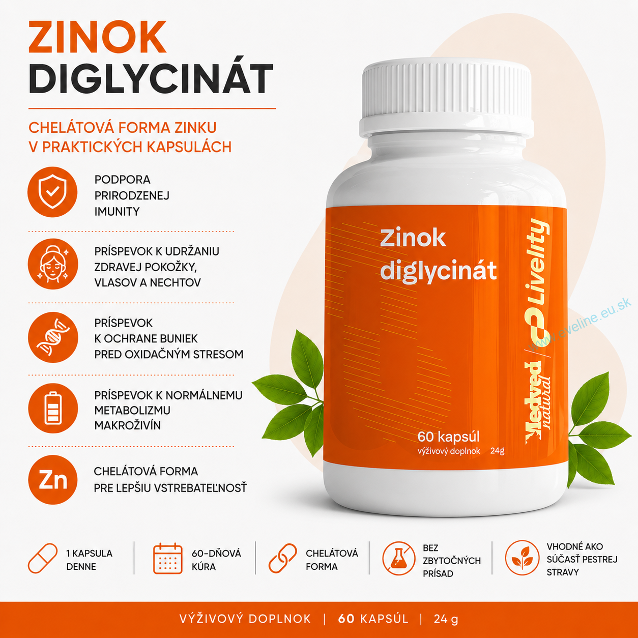 Medveď natural Zinok diglycinát 60 kapsúl