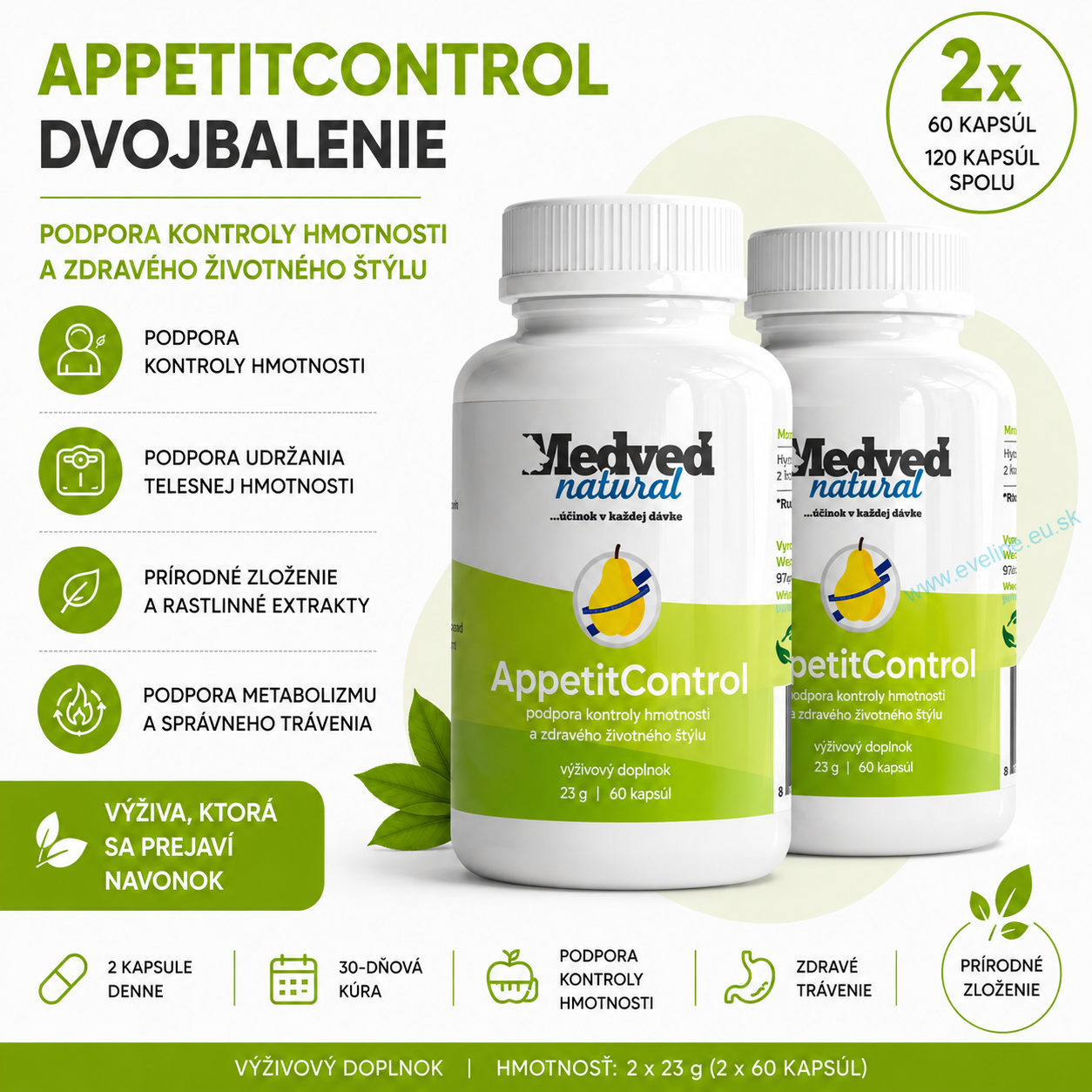 2x Medveď natural AppetitControl 60 kapsúl (120 kapsúl spolu)