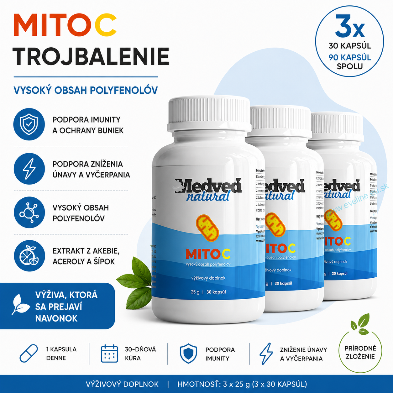 3x MITO C po 30 kapsúl (90 kapsúl spolu)