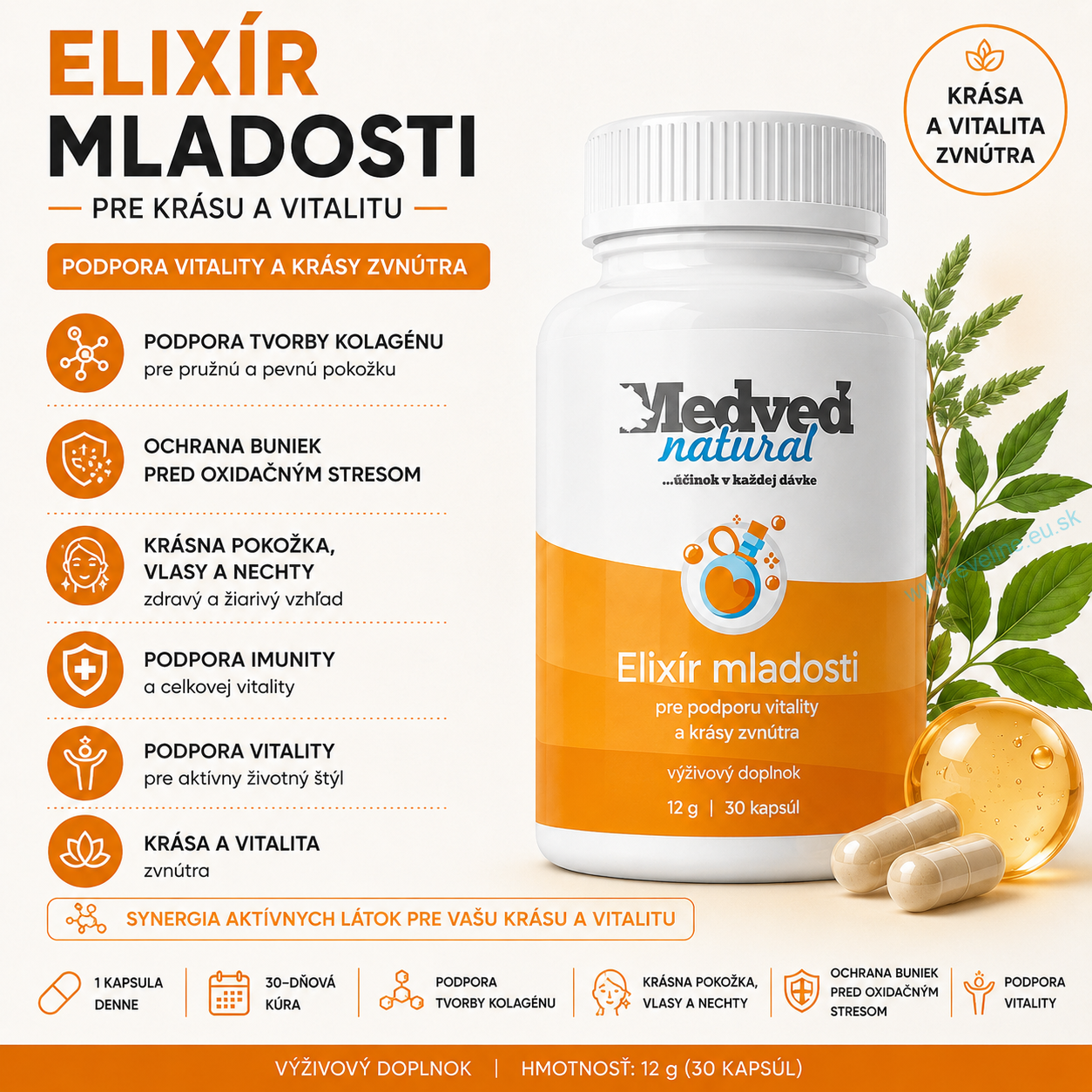 Medveď natural Elixír mladosti 30 kapsúl