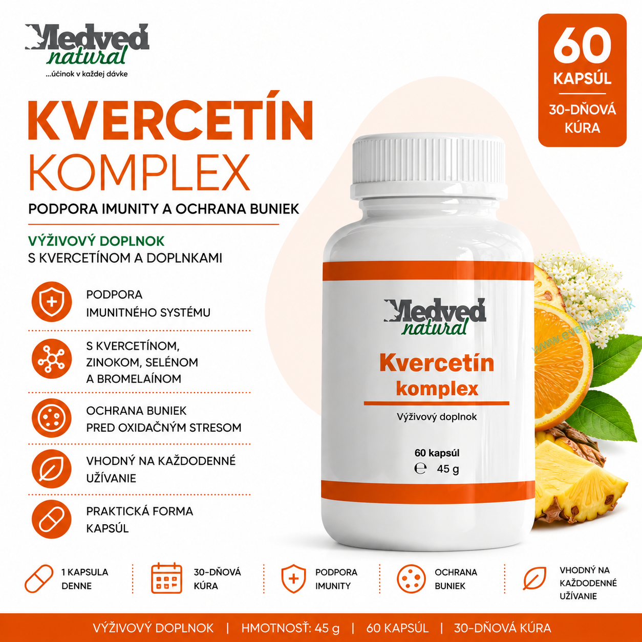 Medveď natural Kvercetín komplex 60 kapsúl