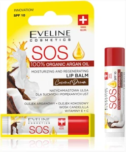 SOS - Hydratačný a regeneračný balzam na pery s SPF 10 - COCONUT DREAM