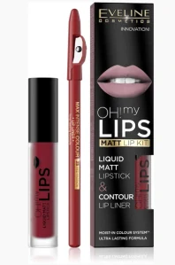 Oh! My Lips - Matný tekutý rúž + kontúrovacia ceruza na pery so strúhadlom 17