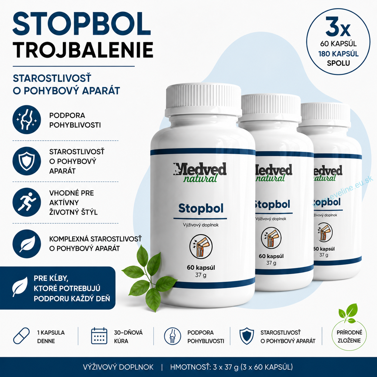 3x Stopbol 60 kapsúl (180 kapsúl spolu)
