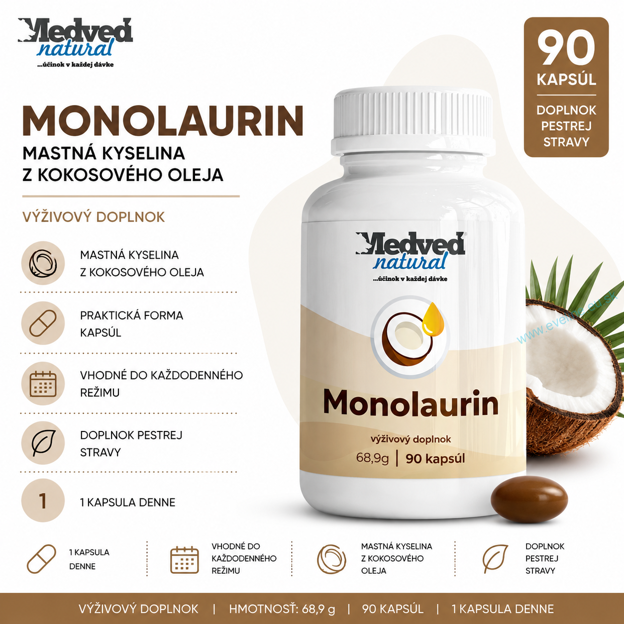 Medveď natural Monolaurin 90 kapsúl