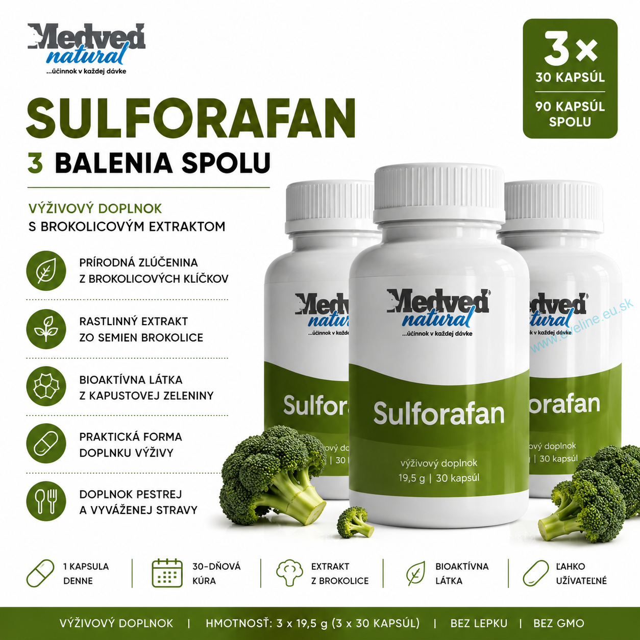 3x Medveď natural Sulforafan 30 kapsúl