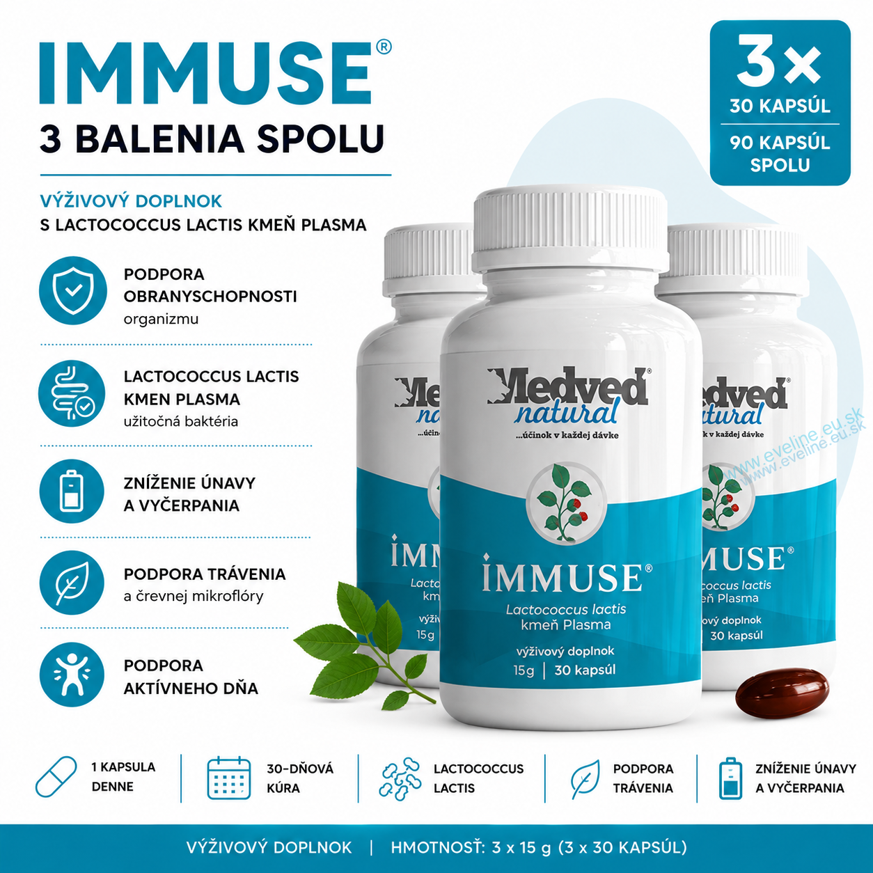 3x IMMUSE 30 softgel kapsúl (90 kapsúl spolu)