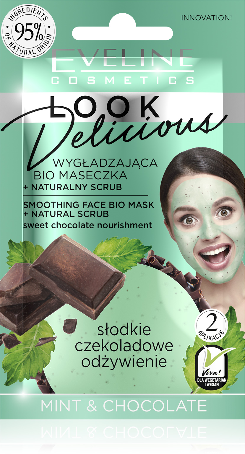 EVELINE Look Delicious vyhladzujúca BIO maska s prírodným pílingom - Mäta & Čokoláda ()